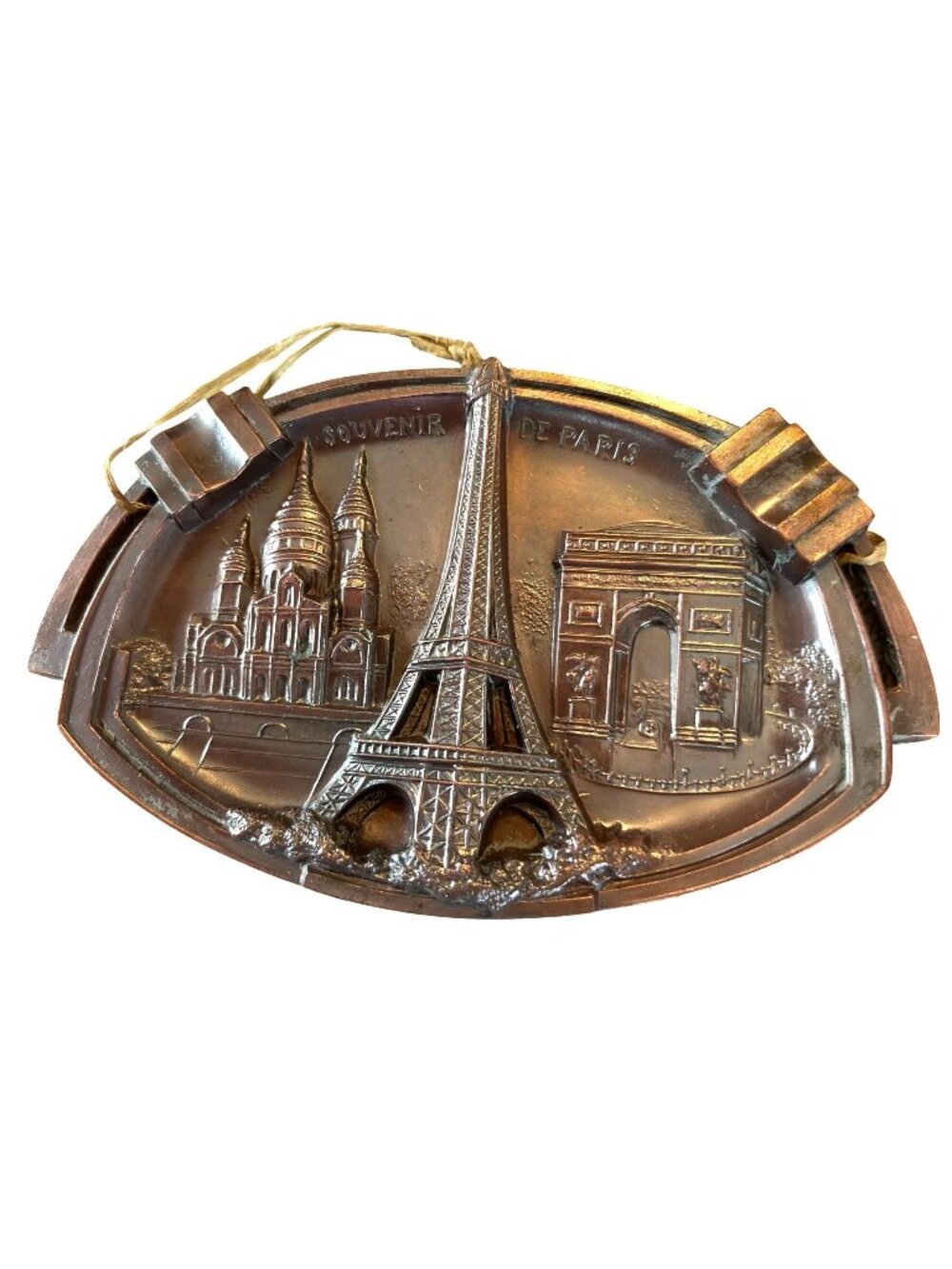 Vintage Paris Souvenir Decorative Plaque W/ Eiffel Tower/Arc De Triomphe Design